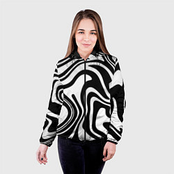 Куртка с капюшоном женская Черно-белые полосы Black and white stripes, цвет: 3D-черный — фото 2