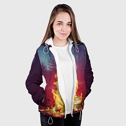 Куртка с капюшоном женская Пикник в лесу, цвет: 3D-белый — фото 2