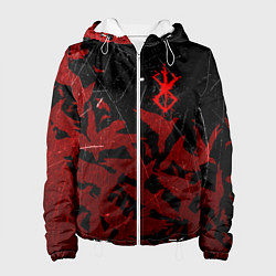 Куртка с капюшоном женская БЕРСЕРК КЛЕЙМО ЛОГО СТАЯ ВОРОН, RED CROW, цвет: 3D-белый