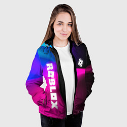 Куртка с капюшоном женская Роблокс лого х эмблема, цвет: 3D-черный — фото 2