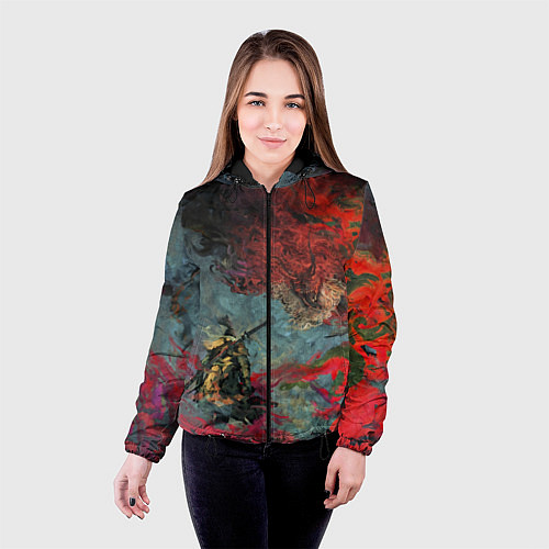 Женская куртка Sekiro Самурай против дракона / 3D-Черный – фото 4