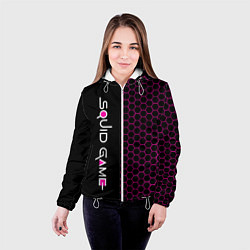 Куртка с капюшоном женская Игра в кальмара: Соты, цвет: 3D-белый — фото 2