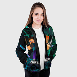 Куртка с капюшоном женская Молнии Майнкрафт, цвет: 3D-черный — фото 2