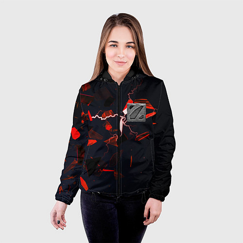 Женская куртка DOTA 2 3D плиты и молния / 3D-Черный – фото 4