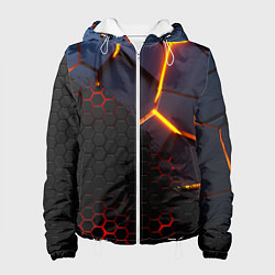 Куртка с капюшоном женская 3D РАЗЛОМ И СТАЛЬНАЯ БРОНЯ ПОПУЛЯРНЫЕ ТЕКСТУРЫ, цвет: 3D-белый