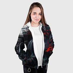 Куртка с капюшоном женская ЧЁРНЫЙ СИМБИОТ ГРАНЖ BLACK MONSTER, цвет: 3D-белый — фото 2