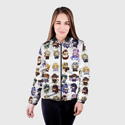 Куртка с капюшоном женская Все герои Геншин Импакта чиби паттерн, цвет: 3D-черный — фото 2