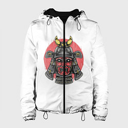 Куртка с капюшоном женская Красный Шлем Самурая, цвет: 3D-черный