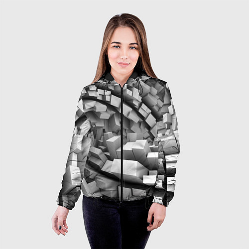 Женская куртка Геометрическая объёмная абстракция / 3D-Черный – фото 4