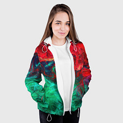 Куртка с капюшоном женская НЕОНОВАЯ ТОКСИЧНАЯ АБСТРАКЦИЯ NEON TOXIC WAVES, цвет: 3D-белый — фото 2