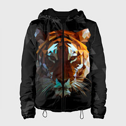 Куртка с капюшоном женская Тигр стиль Low poly, цвет: 3D-черный