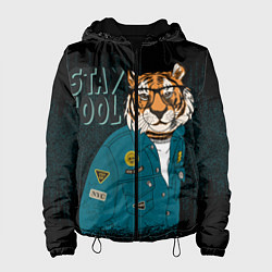 Куртка с капюшоном женская Крутой фурри тигр, цвет: 3D-черный