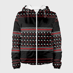 Куртка с капюшоном женская НОВОГОДНИЙ ПАТТЕРН SWEATER, цвет: 3D-белый