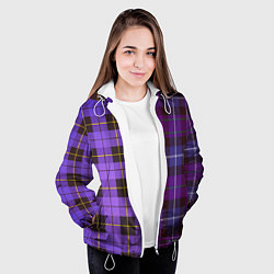 Куртка с капюшоном женская Purple Checkered, цвет: 3D-белый — фото 2