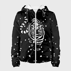 Куртка с капюшоном женская Новый год 2022 символ года, цвет: 3D-белый