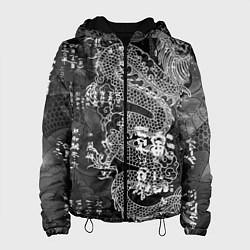 Куртка с капюшоном женская Dragon Fire Иероглифы Японский Дракон, цвет: 3D-черный