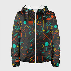 Куртка с капюшоном женская Геометрическая Абстракция Частицы, цвет: 3D-белый