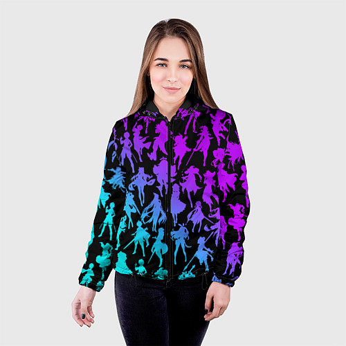 Женская куртка GENSHI IMPACT HEROES NEON НЕОНОВЫЙ УЗОР / 3D-Черный – фото 4