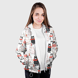 Куртка с капюшоном женская НОВОГОДНИЕ КОТИКИ 2022, цвет: 3D-белый — фото 2