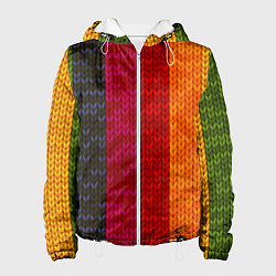 Куртка с капюшоном женская Вязаная радуга, цвет: 3D-белый
