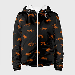 Куртка с капюшоном женская Тигры паттерн Tigers pattern, цвет: 3D-белый