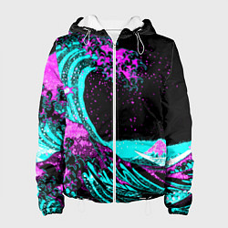 Куртка с капюшоном женская НЕОНОВАЯ ЯПОНИЯ, ВОЛНА, ФУДЗИЯМА NEON JAPAN, цвет: 3D-белый