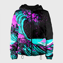 Куртка с капюшоном женская НЕОНОВАЯ ЯПОНИЯ, ВОЛНА, ФУДЗИЯМА NEON JAPAN, цвет: 3D-черный