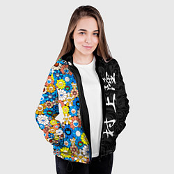 Куртка с капюшоном женская Такаси Мураками Иероглифами, цвет: 3D-черный — фото 2