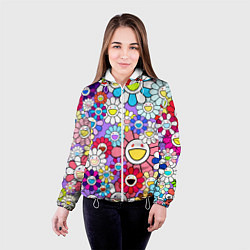 Куртка с капюшоном женская Цветы Takashi Murakami, цвет: 3D-белый — фото 2