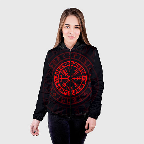 Женская куртка Красный Вегвизир / 3D-Черный – фото 4