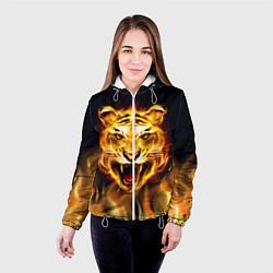 Куртка с капюшоном женская Тигр В Пламени, цвет: 3D-белый — фото 2