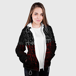 Куртка с капюшоном женская Славянская символика Руны, цвет: 3D-белый — фото 2