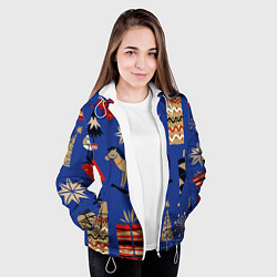 Куртка с капюшоном женская Новогодний узор, цвет: 3D-белый — фото 2