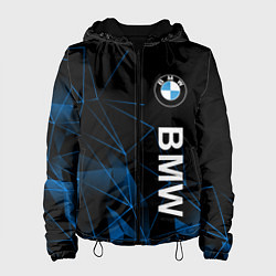 Куртка с капюшоном женская BMW, БМВ ГЕОМЕТРИЯ ПОЛОСЫ, цвет: 3D-черный