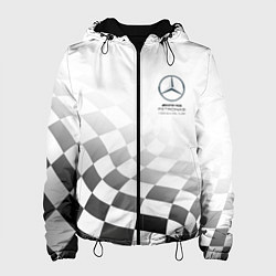 Куртка с капюшоном женская MERCEDES, МЕРСЕДЕС СПОРТ, ФИНИШНЫЙ ФЛАГ, ФОРМУЛА 1, цвет: 3D-черный