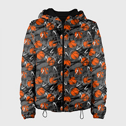 Куртка с капюшоном женская Баскетбольные Мячи Basketball, цвет: 3D-черный