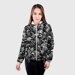 Куртка с капюшоном женская DOTA 2 ВСЕ ПЕРСОНАЖИ ЧЁРНО БЕЛЫЙ, цвет: 3D-белый — фото 2