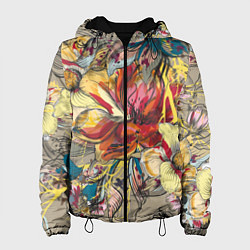 Куртка с капюшоном женская Очень красивые цветы, цвет: 3D-черный