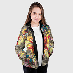 Куртка с капюшоном женская Очень красивые цветы, цвет: 3D-черный — фото 2