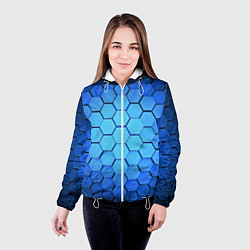 Куртка с капюшоном женская Неоновые 3D ПЛИТЫ, цвет: 3D-белый — фото 2