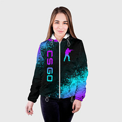 Куртка с капюшоном женская CS GO NEON SYMBOL STYLE SKIN КС ГО НЕОН, цвет: 3D-белый — фото 2
