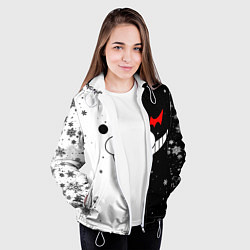 Куртка с капюшоном женская НОВОГОДНИЙ МОНОКУМА ЧЁРНО БЕЛЫЙ НОВЫЙ ГОД 2022, цвет: 3D-белый — фото 2