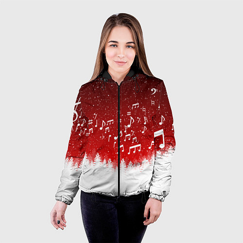 Женская куртка МУЗЫКАЛЬНАЯ НОВОГОДНЯЯ НОЧЬ 2022 НОВЫЙ ГОД / 3D-Черный – фото 4