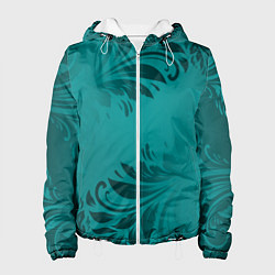 Куртка с капюшоном женская Малахитовые листья, цвет: 3D-белый