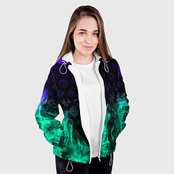 Куртка с капюшоном женская НЕОНОВЫЙ ОГОНЬ ГЕНШИН ИМПАКТ СИМВОЛЫ, цвет: 3D-белый — фото 2