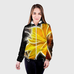 Куртка с капюшоном женская Желтый летний цветок, цвет: 3D-белый — фото 2