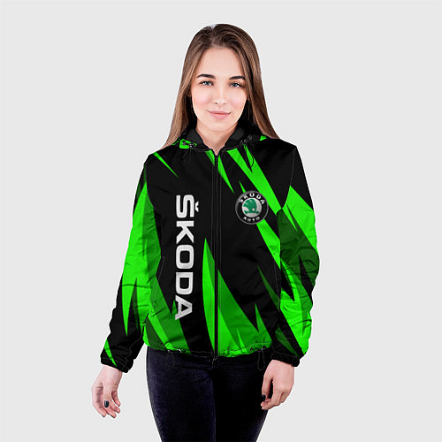 Женская куртка SKODA Логотип Узор / 3D-Черный – фото 4