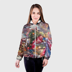 Куртка с капюшоном женская Ностальгия Рождества, цвет: 3D-белый — фото 2