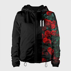 Куртка с капюшоном женская РОЗЫ 11, цвет: 3D-черный