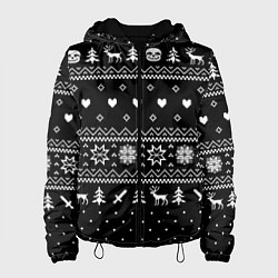 Куртка с капюшоном женская НОВОГОДНИЙ СВИТЕР UNDERTALE SANS ЧЁРНЫЙ, цвет: 3D-черный